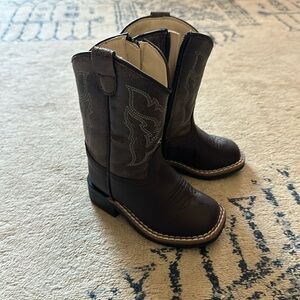 COPY - OLD WEST TODDLER'S ALL OVER LEATHERETTE MATERIAL BROAD SQUARE TOE BOOTS